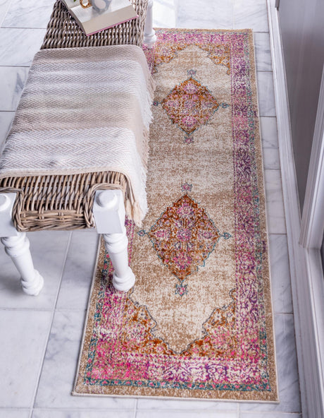 Beige 2' 7 x 10' Aurora Runner Area Rug 60% Polypropylene & 40% Polyester Living Dining Room Bedroom Office Modern Decor Carpet for Sale at Rug Engine