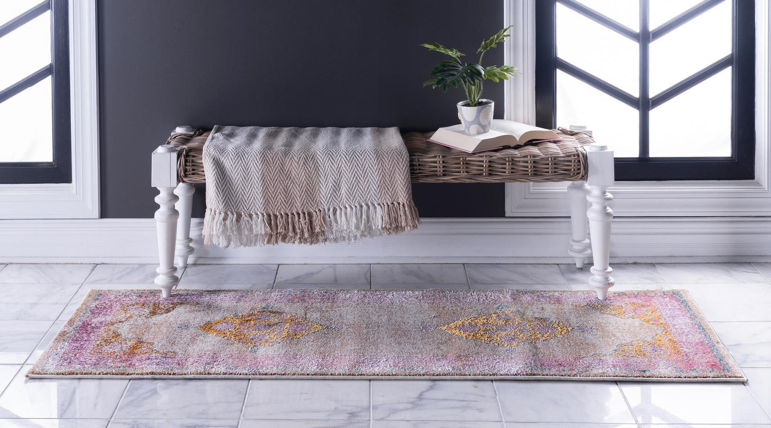 Beige 2' 7 x 10' Aurora Runner Area Rug 60% Polypropylene & 40% Polyester Living Dining Room Bedroom Office Modern Decor Carpet for Sale at Rug Engine