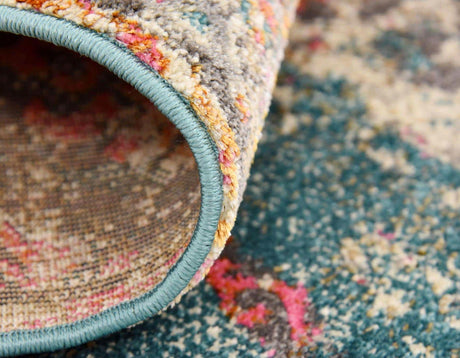 Blue 2' 7 x 10' Aurora Runner Area Rug 60% Polypropylene & 40% Polyester Living Dining Room Bedroom Office Modern Decor Carpet for Sale at Rug Engine