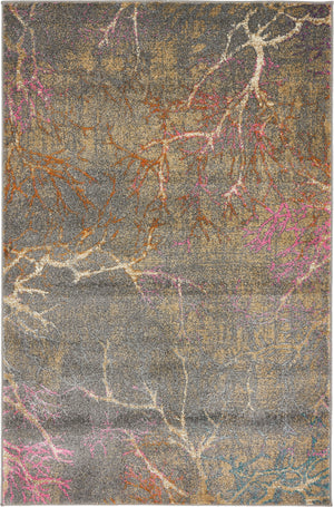 Gray 4' 1 x 6' 1 Aurora Rectangle Area Rug 60% Polypropylene & 40% Polyester Living Dining Room Bedroom Office Modern Decor Carpet for Sale at Rug Engine