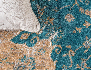 Teal 2' x 3' 1 Aurora Rectangle Area Rug 60% Polypropylene & 40% Polyester Living Dining Room Bedroom Office Modern Decor Carpet for Sale at Rug Engine
