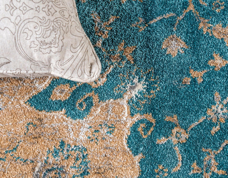 Teal 2' x 3' 1 Aurora Rectangle Area Rug 60% Polypropylene & 40% Polyester Living Dining Room Bedroom Office Modern Decor Carpet for Sale at Rug Engine