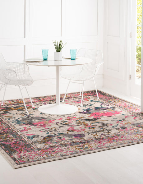 Beige 8' x 8' Aurora Square Area Rug 60% Polypropylene & 40% Polyester Living Dining Room Bedroom Office Modern Decor Carpet for Sale at Rug Engine