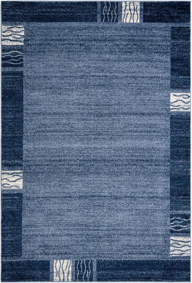 Light Blue 6' 1 x 9' Del Mar Rectangle Area Rug 100% Polypropylene Easy Clean Stain Resistant Vivid Modern Carpet Mat for Home Decor Interior Designing for Sale at Rug Engine