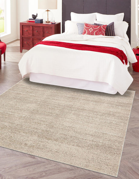 Bone Beige 7' 10 x 7' 10 Del Mar Square Area Rug 100% Polypropylene Easy Clean Stain Resistant Vivid Modern Carpet Mat for Home Decor Interior Designing for Sale at Rug Engine