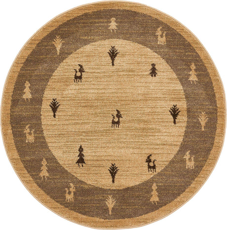 Tan 3' 1 x 3' 1 Fars Round Area Rug 100% Polypropylene Unique Traditional Carpet for Classical Living, Dining Room & Office Spaces for Sale at Rug Engine