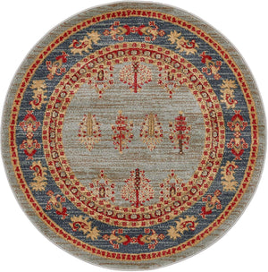 Light Blue 3' 1 x 3' 1 Fars Round Area Rug 100% Polypropylene Unique Traditional Carpet for Classical Living, Dining Room & Office Spaces for Sale at Rug Engine