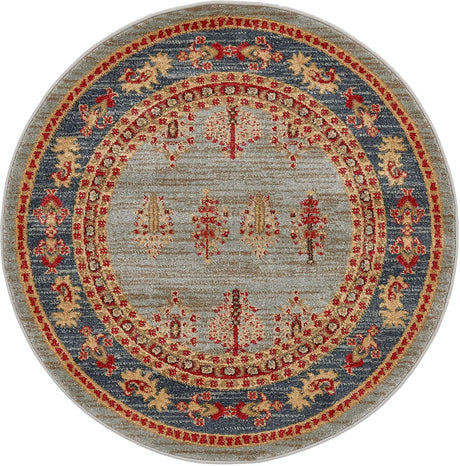 Light Blue 3' 1 x 3' 1 Fars Round Area Rug 100% Polypropylene Unique Traditional Carpet for Classical Living, Dining Room & Office Spaces for Sale at Rug Engine