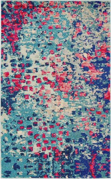 Blue 3' 3 x 5' 3 Jardin Rectangle Area Rug 100% Polypropylene With Cotton Backing Colorful & Vivid Modern Carpet for Home Decor for Sale at Rug Engine