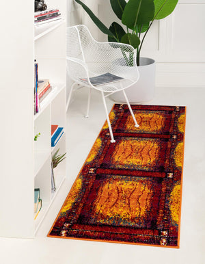 Yellow 2' x 13' Metro Runner Area Rug 100% Polypropylene Abstract Modern Easy Clean Carpet for Living Room, Dining, Bedrooms for Sale at Rug Engine