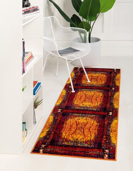 Yellow 2' x 13' Metro Runner Area Rug 100% Polypropylene Abstract Modern Easy Clean Carpet for Living Room, Dining, Bedrooms for Sale at Rug Engine