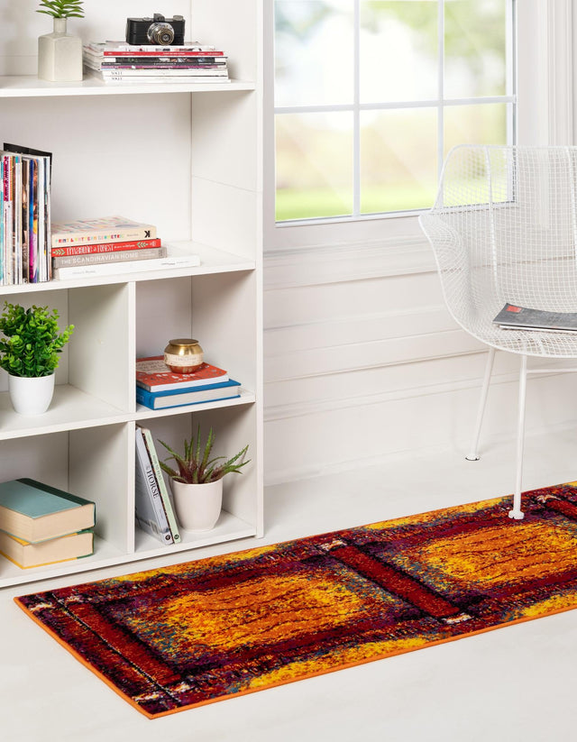 Yellow 2' x 13' Metro Runner Area Rug 100% Polypropylene Abstract Modern Easy Clean Carpet for Living Room, Dining, Bedrooms for Sale at Rug Engine