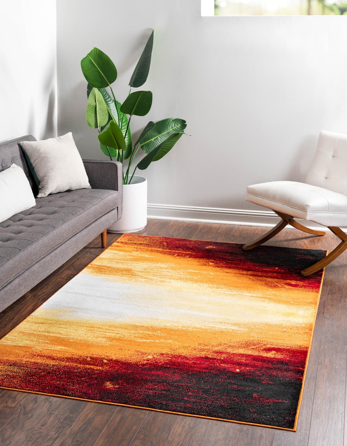 Orange 4' x 6' Metro Rectangle Area Rug 100% Polypropylene Abstract Modern Easy Clean Carpet for Living Room, Dining, Bedrooms for Sale at Rug Engine