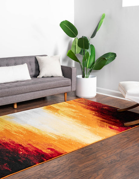 Orange 4' x 6' Metro Rectangle Area Rug 100% Polypropylene Abstract Modern Easy Clean Carpet for Living Room, Dining, Bedrooms for Sale at Rug Engine