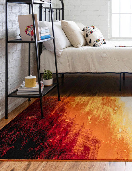 Orange 4' x 6' Metro Rectangle Area Rug 100% Polypropylene Abstract Modern Easy Clean Carpet for Living Room, Dining, Bedrooms for Sale at Rug Engine