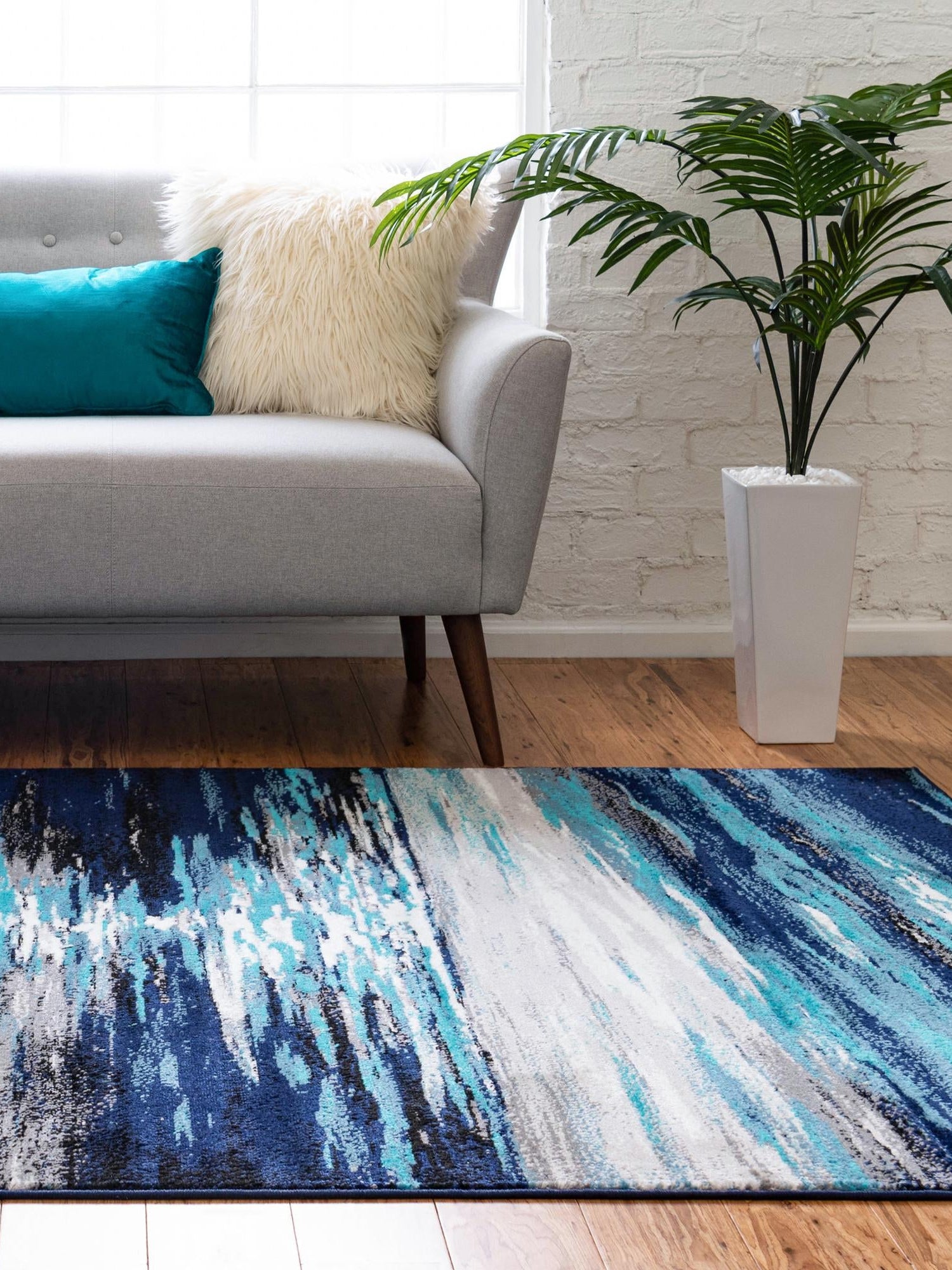 Navy Blue 4' 1 x 6' 1 Metro Rectangle Area Rug 100% Polypropylene Abstract Modern Easy Clean Carpet for Living Room, Dining, Bedrooms for Sale at Rug Engine