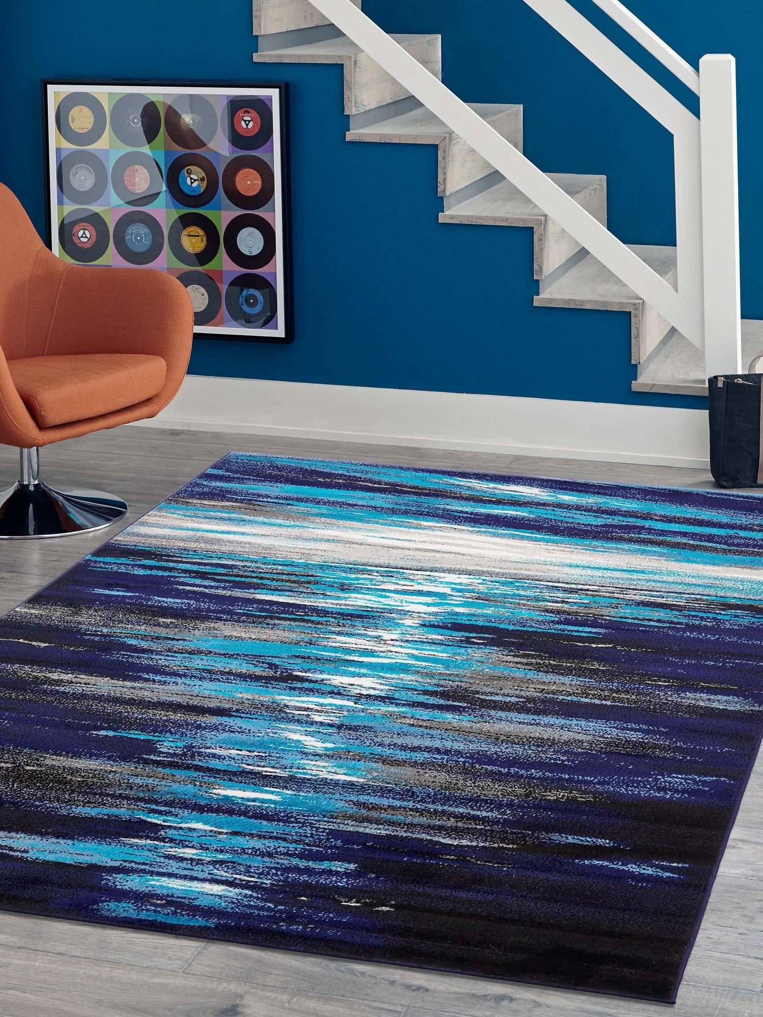 Navy Blue 2' x 3' 1 Metro Rectangle Area Rug 100% Polypropylene Abstract Modern Easy Clean Carpet for Living Room, Dining, Bedrooms for Sale at Rug Engine