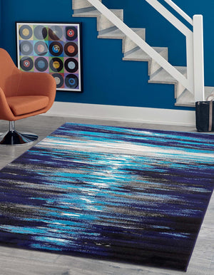 Navy Blue 2' x 3' 1 Metro Rectangle Area Rug 100% Polypropylene Abstract Modern Easy Clean Carpet for Living Room, Dining, Bedrooms for Sale at Rug Engine