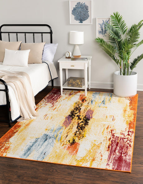 Cream 9' x 12' Metro Rectangle Area Rug 100% Polypropylene Abstract Modern Easy Clean Carpet for Living Room, Dining, Bedrooms for Sale at Rug Engine