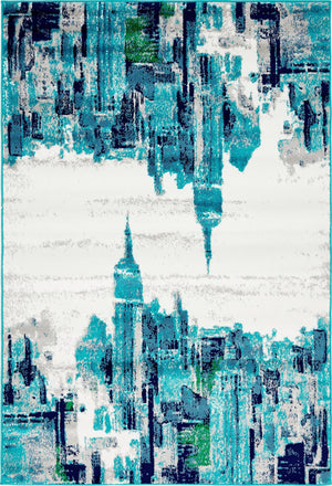 Turquoise 4' 1 x 6' 1 Metro Rectangle Area Rug 100% Polypropylene Abstract Modern Easy Clean Carpet for Living Room, Dining, Bedrooms for Sale at Rug Engine