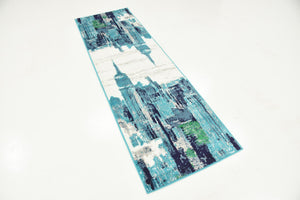 Turquoise 2' x 6' 7 Metro Runner Area Rug 100% Polypropylene Abstract Modern Easy Clean Carpet for Living Room, Dining, Bedrooms for Sale at Rug Engine