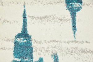 Turquoise 2' x 6' 7 Metro Runner Area Rug 100% Polypropylene Abstract Modern Easy Clean Carpet for Living Room, Dining, Bedrooms for Sale at Rug Engine