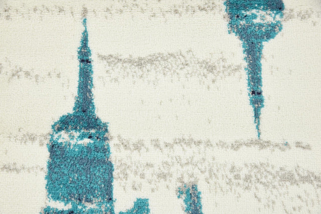 Turquoise 2' x 6' 7 Metro Runner Area Rug 100% Polypropylene Abstract Modern Easy Clean Carpet for Living Room, Dining, Bedrooms for Sale at Rug Engine