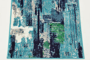 Turquoise 2' x 6' 7 Metro Runner Area Rug 100% Polypropylene Abstract Modern Easy Clean Carpet for Living Room, Dining, Bedrooms for Sale at Rug Engine