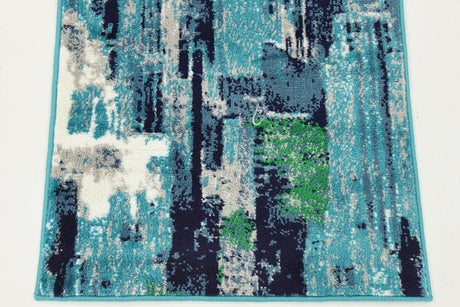 Turquoise 2' x 6' 7 Metro Runner Area Rug 100% Polypropylene Abstract Modern Easy Clean Carpet for Living Room, Dining, Bedrooms for Sale at Rug Engine