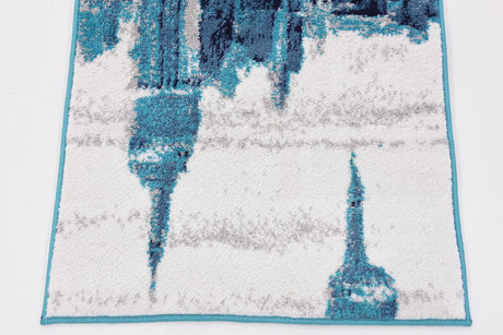 Turquoise 2' x 13' Metro Runner Area Rug 100% Polypropylene Abstract Modern Easy Clean Carpet for Living Room, Dining, Bedrooms for Sale at Rug Engine