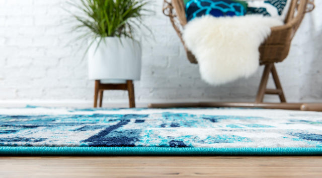Turquoise 4' 1 x 6' 1 Metro Rectangle Area Rug 100% Polypropylene Abstract Modern Easy Clean Carpet for Living Room, Dining, Bedrooms for Sale at Rug Engine