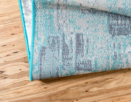 Turquoise 4' 1 x 6' 1 Metro Rectangle Area Rug 100% Polypropylene Abstract Modern Easy Clean Carpet for Living Room, Dining, Bedrooms for Sale at Rug Engine