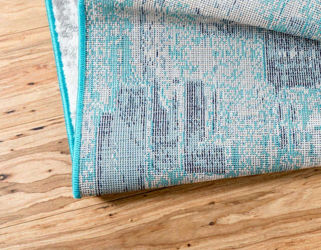 Turquoise 4' 1 x 6' 1 Metro Rectangle Area Rug 100% Polypropylene Abstract Modern Easy Clean Carpet for Living Room, Dining, Bedrooms for Sale at Rug Engine