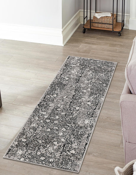 Dark Gray 2' x 13' Metro Runner Area Rug 100% Polypropylene Abstract Modern Easy Clean Carpet for Living Room, Dining, Bedrooms for Sale at Rug Engine
