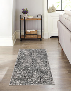 Dark Gray 2' x 13' Metro Runner Area Rug 100% Polypropylene Abstract Modern Easy Clean Carpet for Living Room, Dining, Bedrooms for Sale at Rug Engine