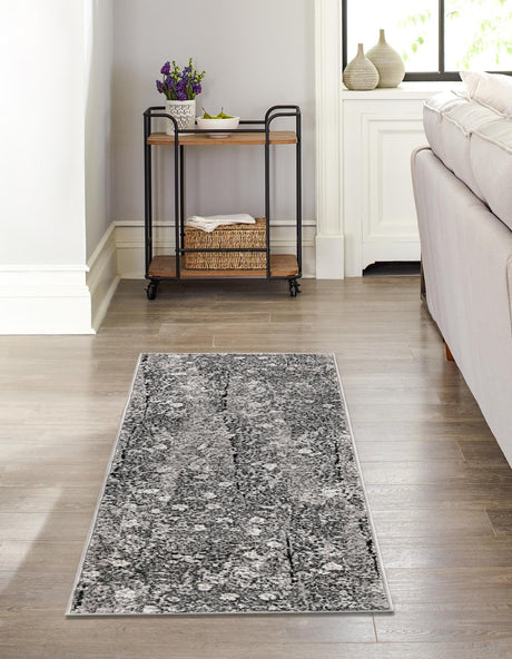 Dark Gray 2' x 13' Metro Runner Area Rug 100% Polypropylene Abstract Modern Easy Clean Carpet for Living Room, Dining, Bedrooms for Sale at Rug Engine