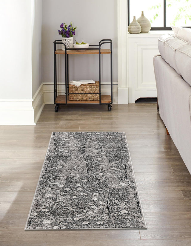 Dark Gray 2' x 13' Metro Runner Area Rug 100% Polypropylene Abstract Modern Easy Clean Carpet for Living Room, Dining, Bedrooms for Sale at Rug Engine