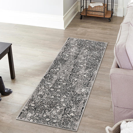Dark Gray 2' x 13' Metro Runner Area Rug 100% Polypropylene Abstract Modern Easy Clean Carpet for Living Room, Dining, Bedrooms for Sale at Rug Engine
