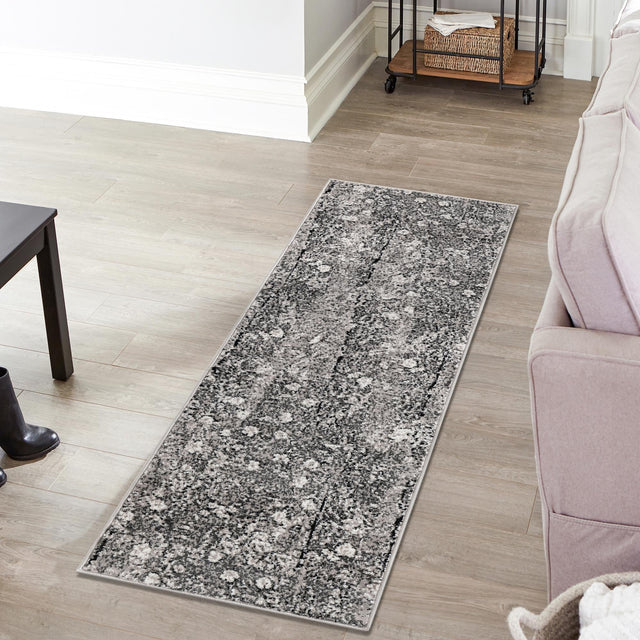 Dark Gray 2' x 13' Metro Runner Area Rug 100% Polypropylene Abstract Modern Easy Clean Carpet for Living Room, Dining, Bedrooms for Sale at Rug Engine