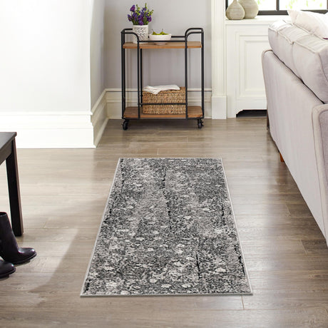 Dark Gray 2' x 13' Metro Runner Area Rug 100% Polypropylene Abstract Modern Easy Clean Carpet for Living Room, Dining, Bedrooms for Sale at Rug Engine
