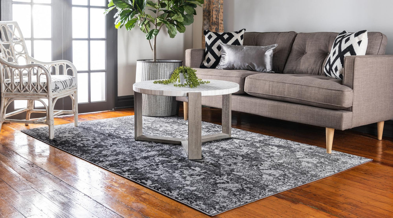 Dark Gray 4' 1 x 6' 1 Metro Rectangle Area Rug 100% Polypropylene Abstract Modern Easy Clean Carpet for Living Room, Dining, Bedrooms for Sale at Rug Engine