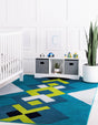 Turquoise 8' x 10' Metro Rectangle Area Rug 100% Polypropylene Abstract Modern Easy Clean Carpet for Living Room, Dining, Bedrooms for Sale at Rug Engine