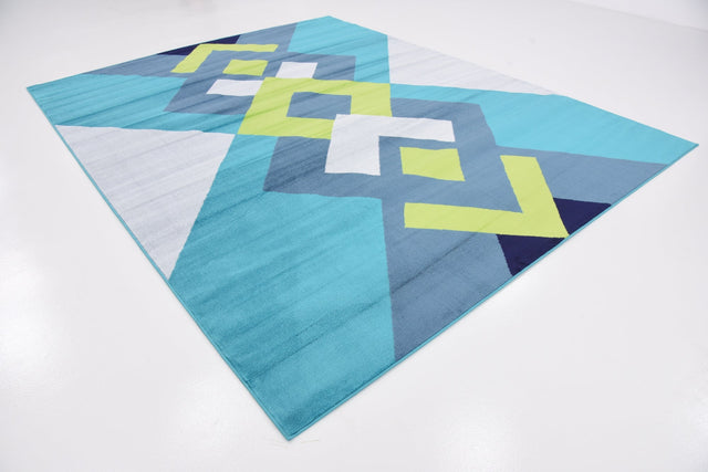 Turquoise 8' x 10' Metro Rectangle Area Rug 100% Polypropylene Abstract Modern Easy Clean Carpet for Living Room, Dining, Bedrooms for Sale at Rug Engine