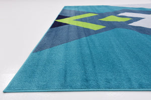 Turquoise 8' x 10' Metro Rectangle Area Rug 100% Polypropylene Abstract Modern Easy Clean Carpet for Living Room, Dining, Bedrooms for Sale at Rug Engine