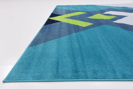 Turquoise 8' x 10' Metro Rectangle Area Rug 100% Polypropylene Abstract Modern Easy Clean Carpet for Living Room, Dining, Bedrooms for Sale at Rug Engine