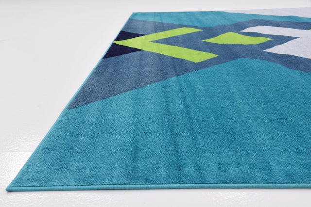 Turquoise 8' x 10' Metro Rectangle Area Rug 100% Polypropylene Abstract Modern Easy Clean Carpet for Living Room, Dining, Bedrooms for Sale at Rug Engine