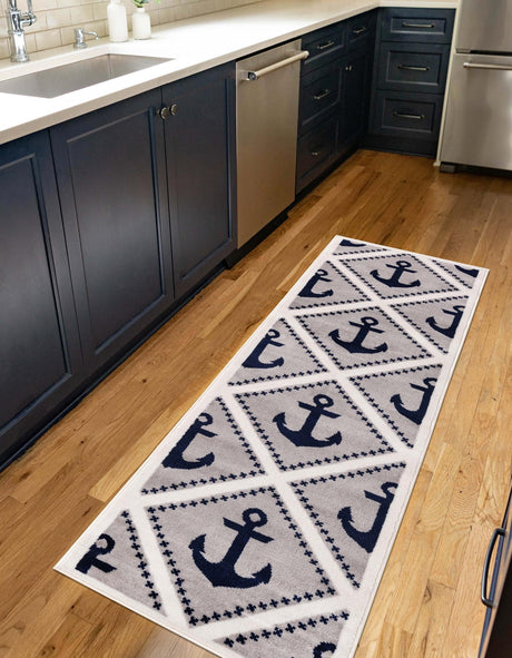 Gray 2' x 13' 8 Metro Runner Area Rug 100% Polypropylene Abstract Modern Easy Clean Carpet for Living Room, Dining, Bedrooms for Sale at Rug Engine