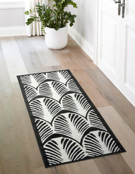 Black 2' x 6' 7 Metro Runner Area Rug 100% Polypropylene Abstract Modern Easy Clean Carpet for Living Room, Dining, Bedrooms for Sale at Rug Engine