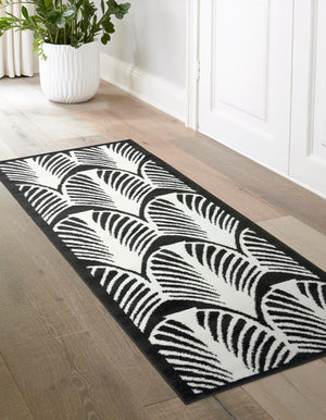 Black 2' x 6' 7 Metro Runner Area Rug 100% Polypropylene Abstract Modern Easy Clean Carpet for Living Room, Dining, Bedrooms for Sale at Rug Engine