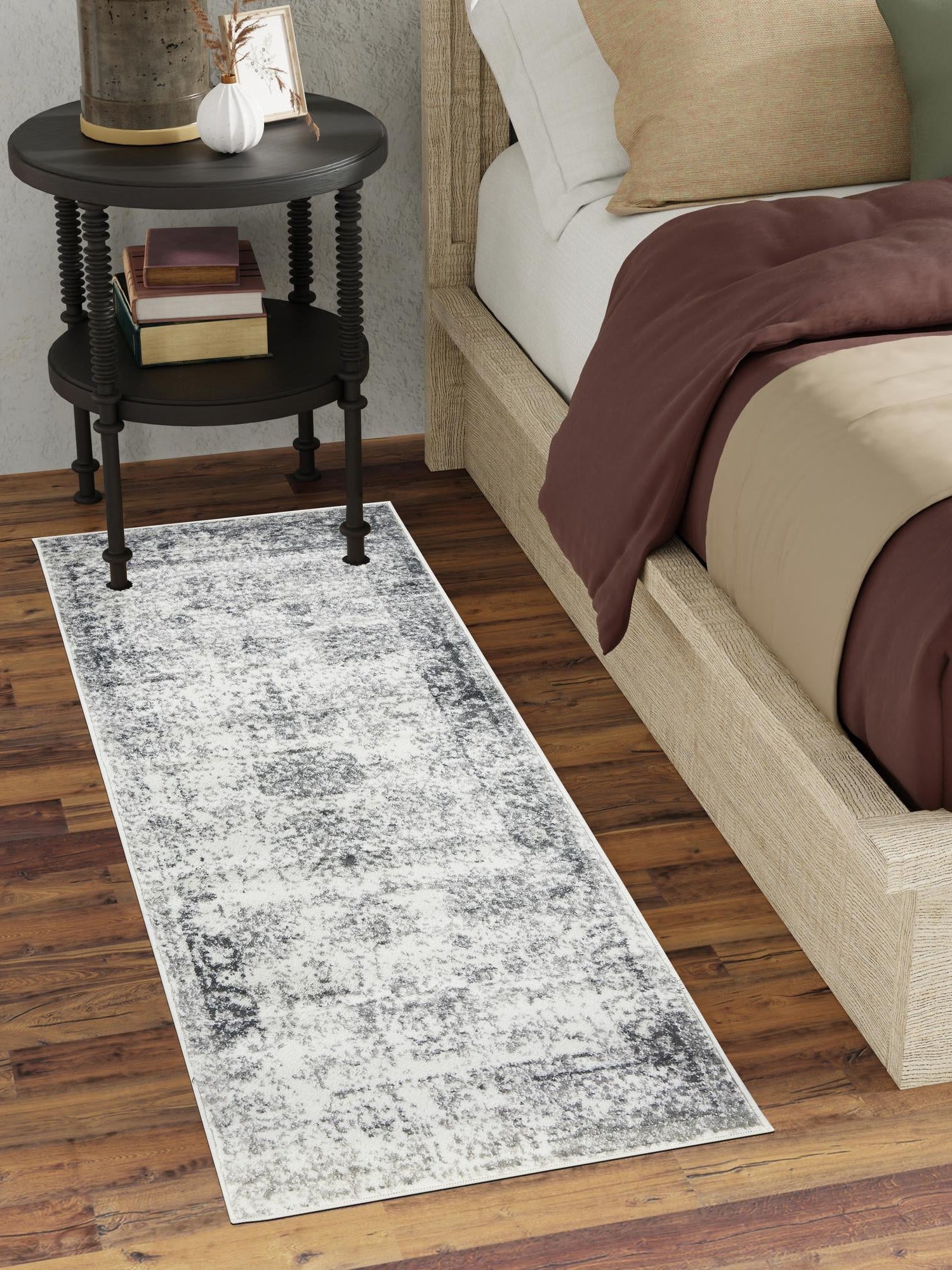 Gray 2' 7 x 12' Sofia Runner Area Rug Durable Easy Clean Stain Resistant Unique Carpet for Affordable Interior Home Design for Sale at Rug Engine
